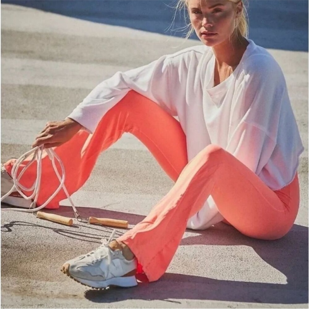 Free People Movement Neon Coral Good Karma Flare Soft Stretch Active Pants XS/S